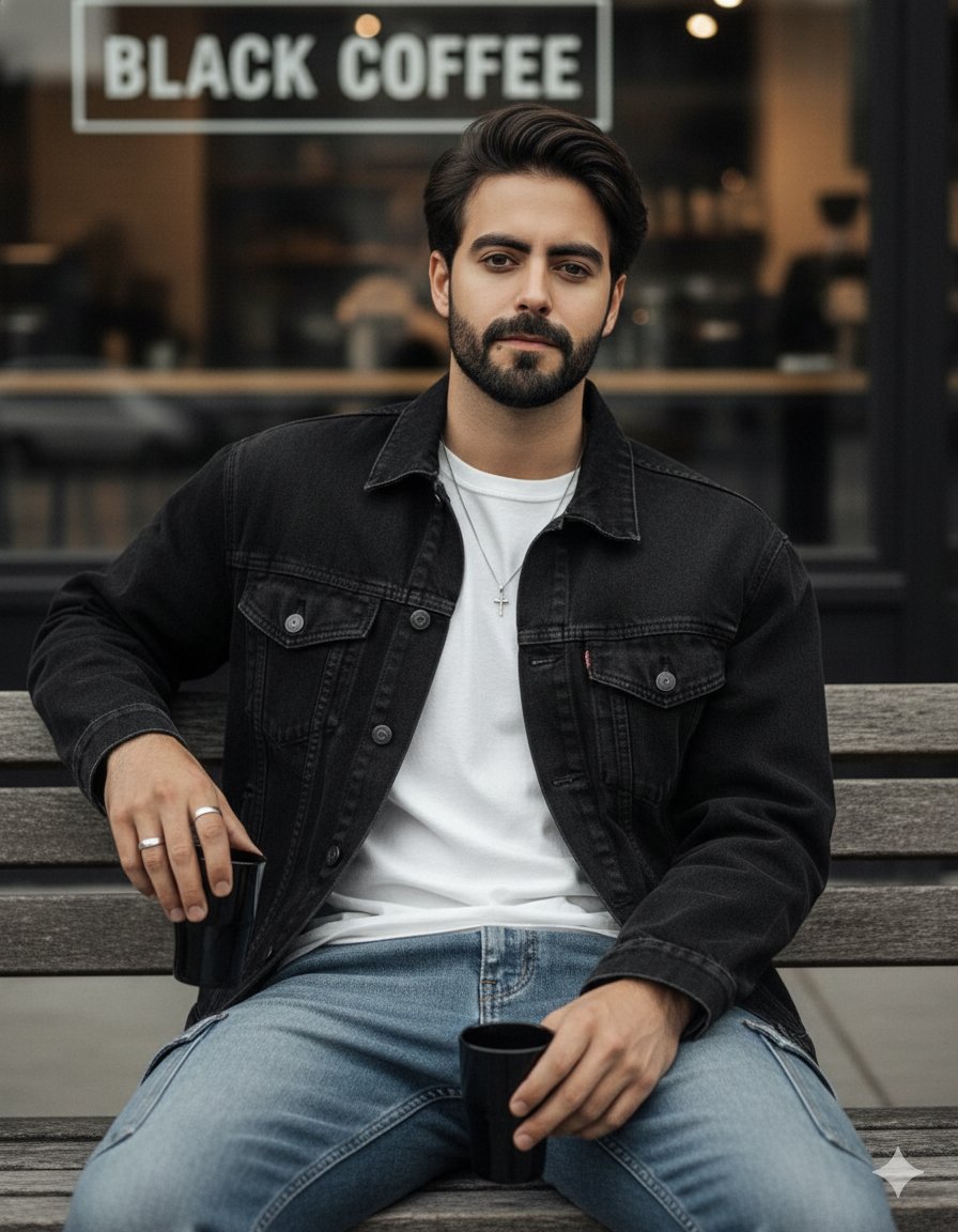 A highly realistic portrait of a man based on the original model (facial stru...