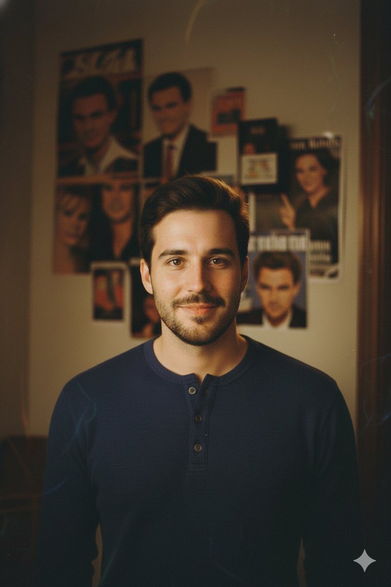 Create a 90s style portrait of the same man as in the reference photo, keepin...