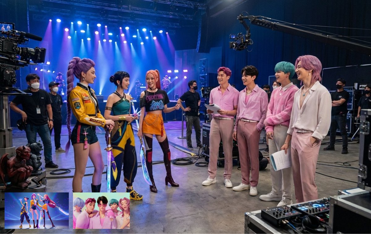 Generate leaked photo BTS from KPOP Demon Hunters live action movie set
