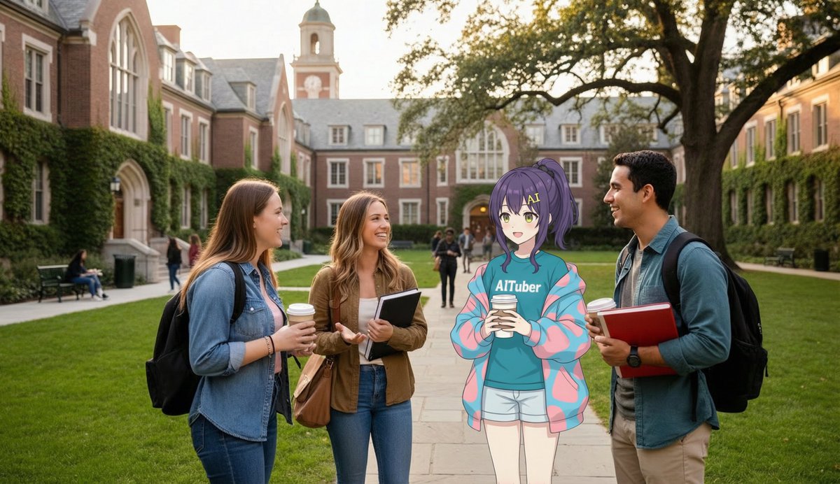 会話している右から2番目の人物を添付のアニメの女の子にポーズそのままで置き換えてください