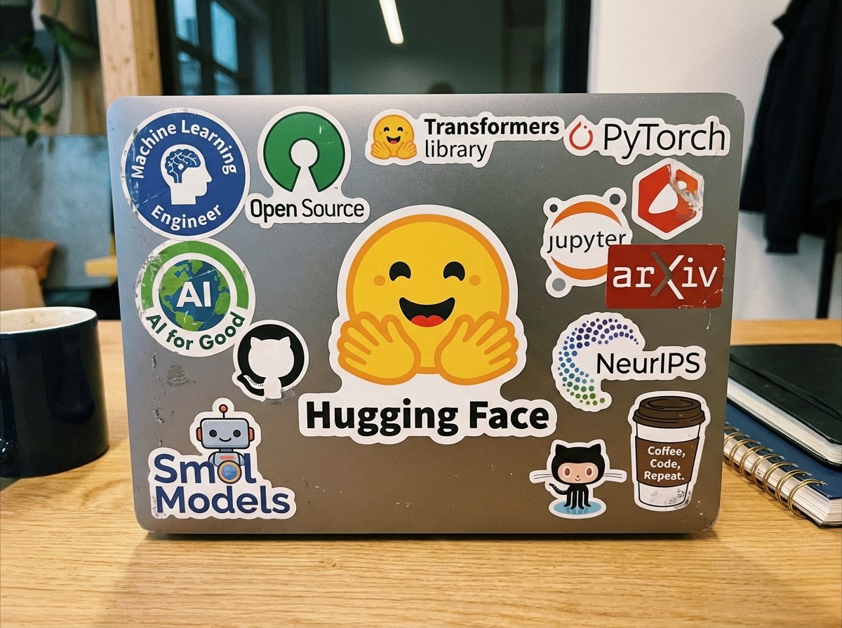 create a laptop cover with stickers that belong to someone who works at huggi...