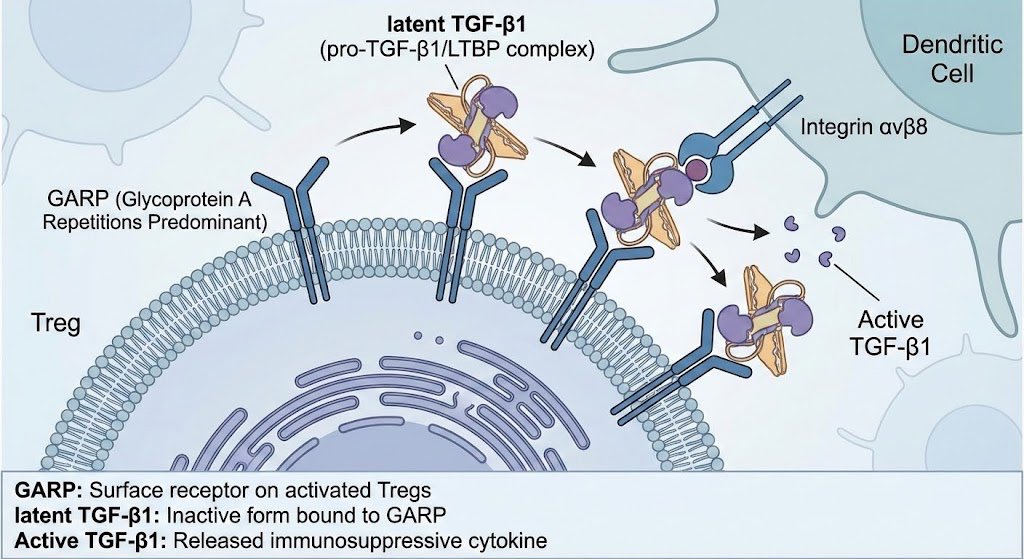 Draw an illustration of GARP biology for Tregs