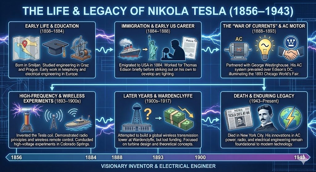 Make an infographic of this person’s life based on this article: [Wikipedia P...