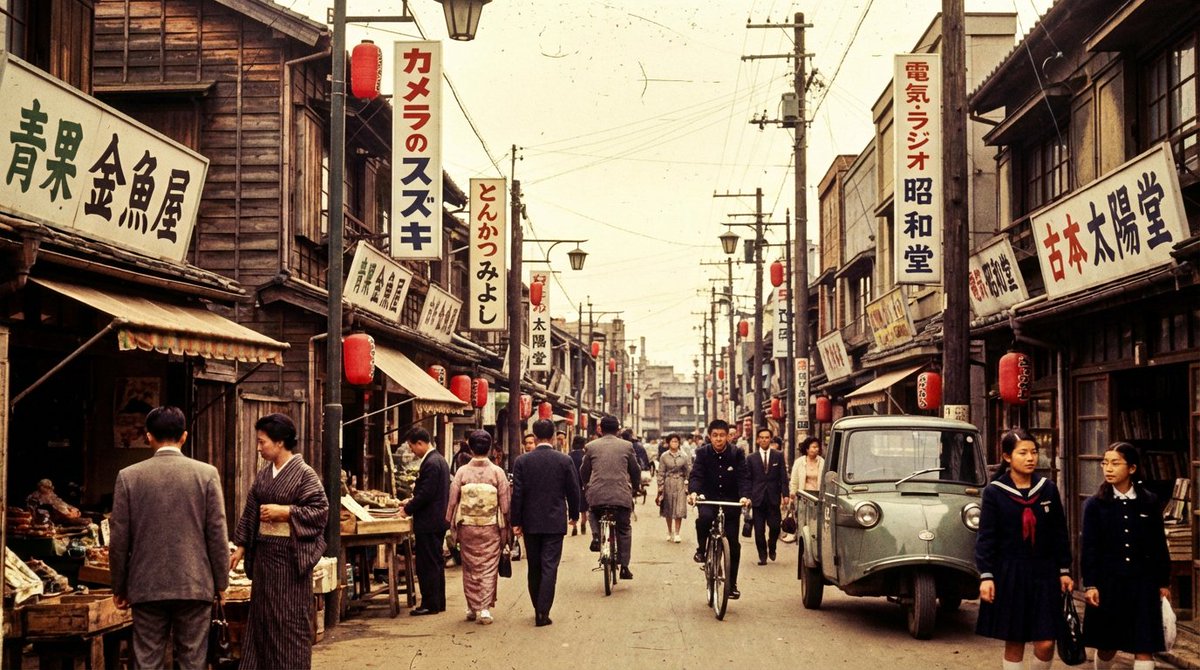 高度経済成長期の日本の下町商店街