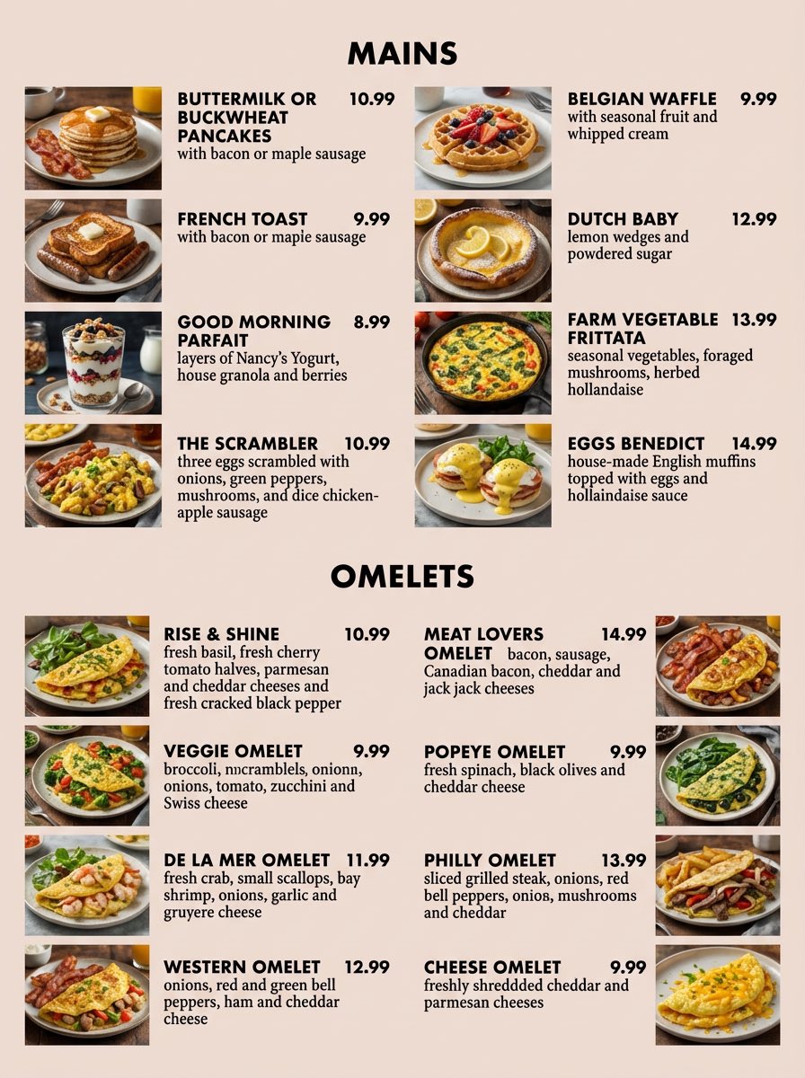 Add photos of food to this menu to each item of food