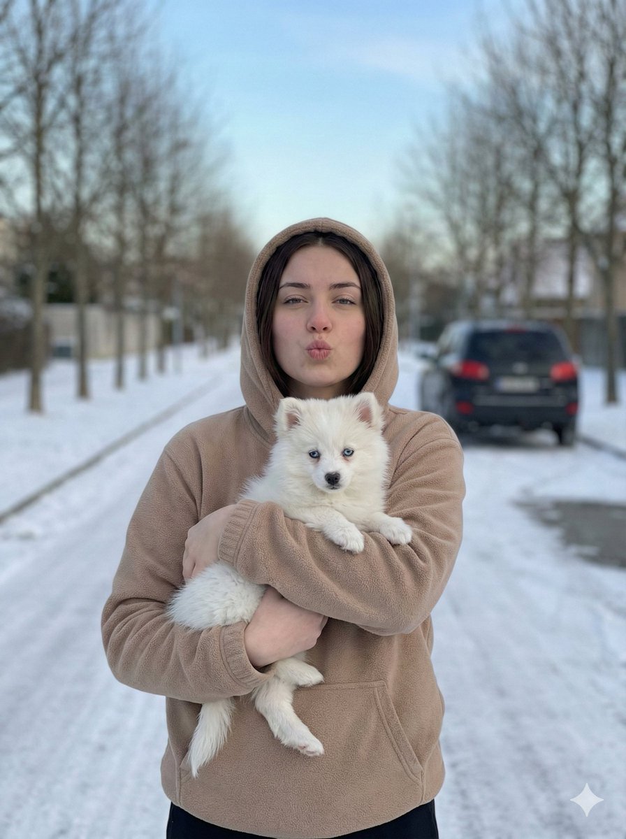 {"Objective":"Create a natural winter portrait featuring a young woman and he...