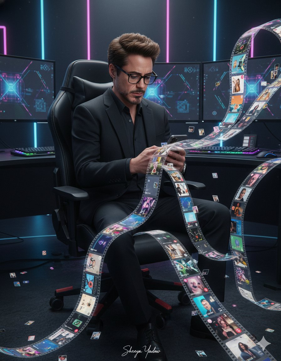 A hyper realistic 3D rendered image of a stylish young man, sitting at a pc d...