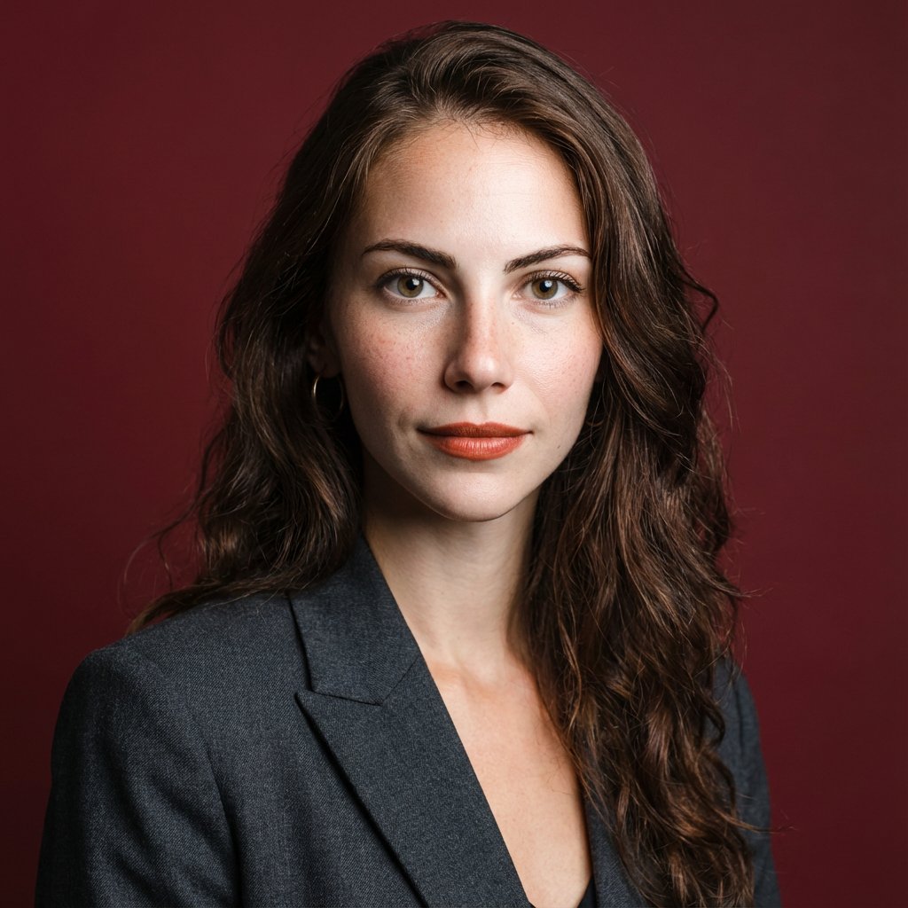 A professional, high-resolution profile photo, maintaining the exact facial s...