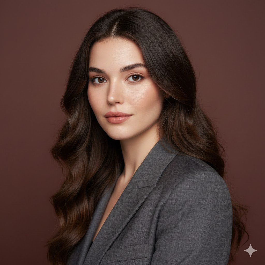 A professional, high-resolution profile photo, maintaining the exact facial s...