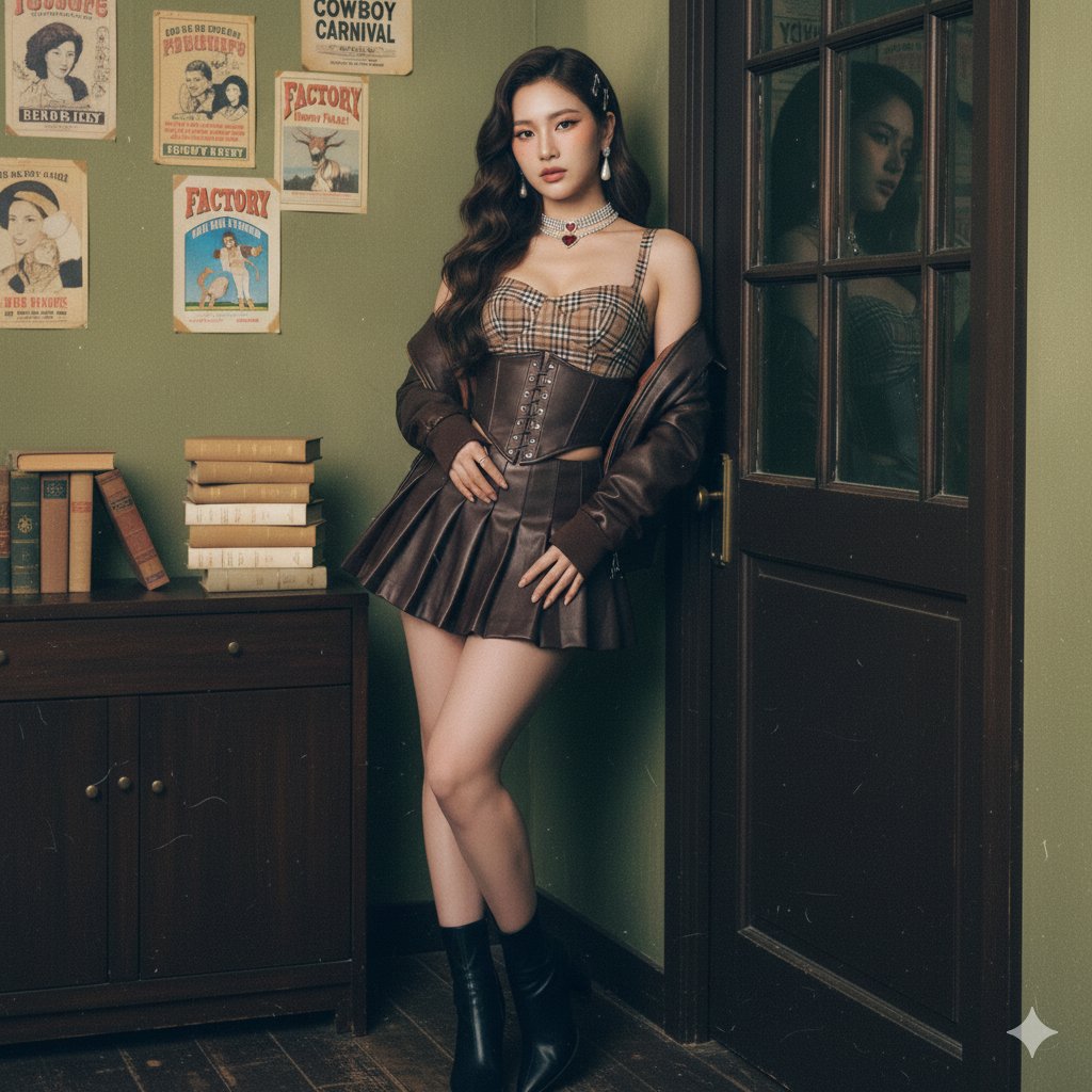 {"description":"A striking young Korean woman, mid-20s, with a soft, yet focu...