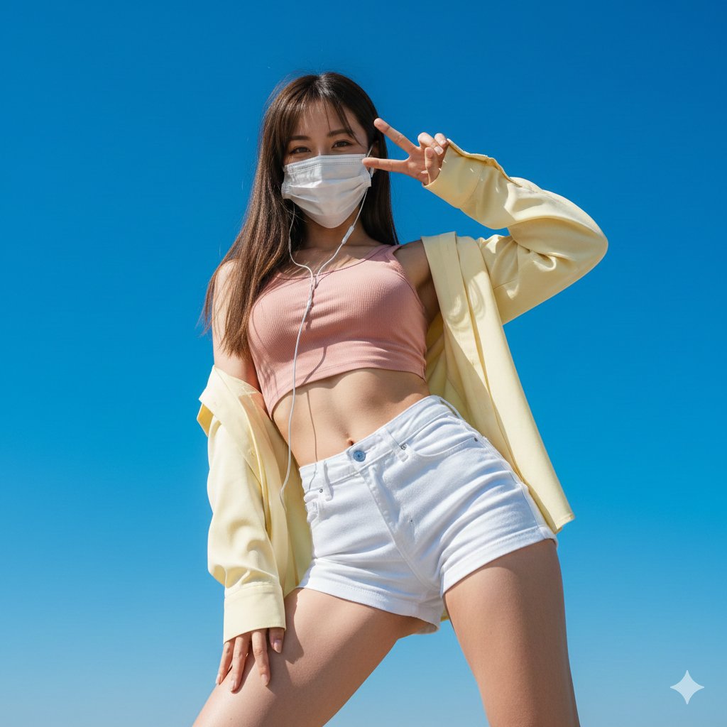 {"prompt_title":"Dynamic Low-Angle Portrait Under Clear Sky - Emphasized Curv...