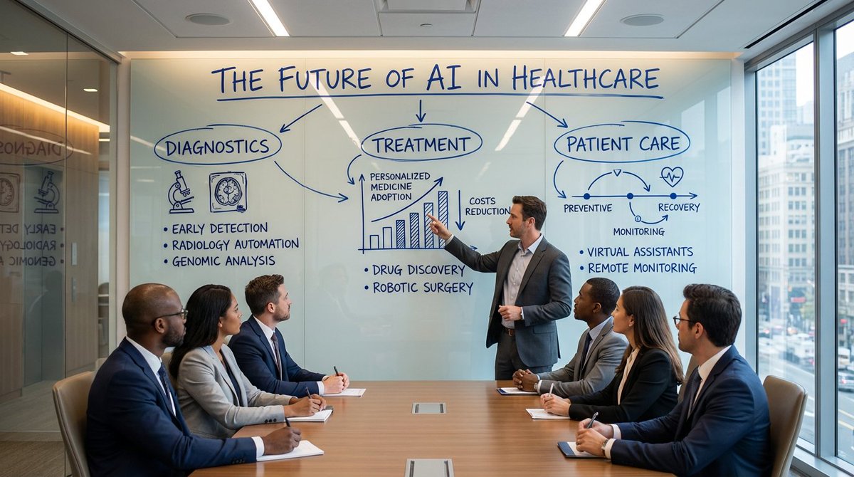 Ultra-realistic scene in a modern corporate conference room, 16:9. A large wa...