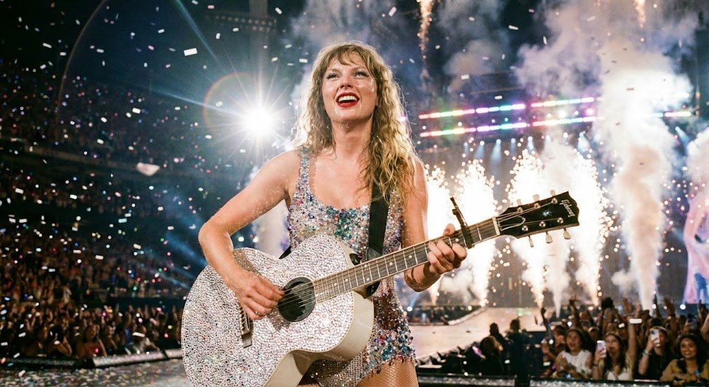 A close-up, euphoric concert photograph taken from the front row captures a w...