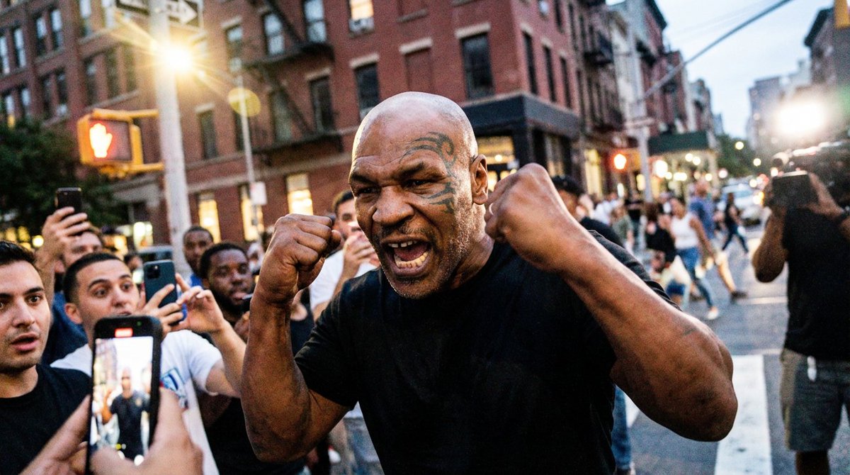 {"subject":{"primary":"Legendary heavyweight boxer Mike Tyson, shaved head, i...
