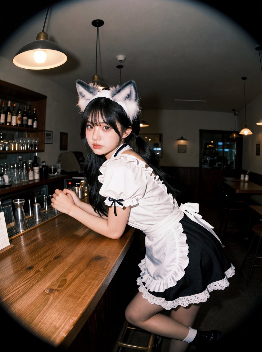 Scene: cozy maid café or private bar 