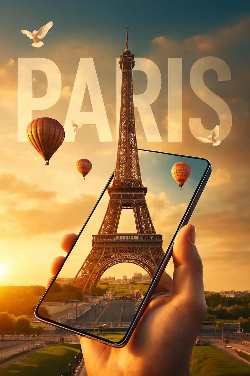 A SURREAL TRAVEL-THEMED DIGITAL ARTWORK DEPICTING