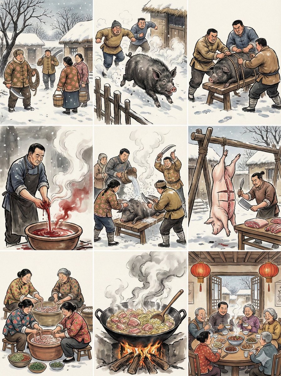 杀年猪，备年货，过年了